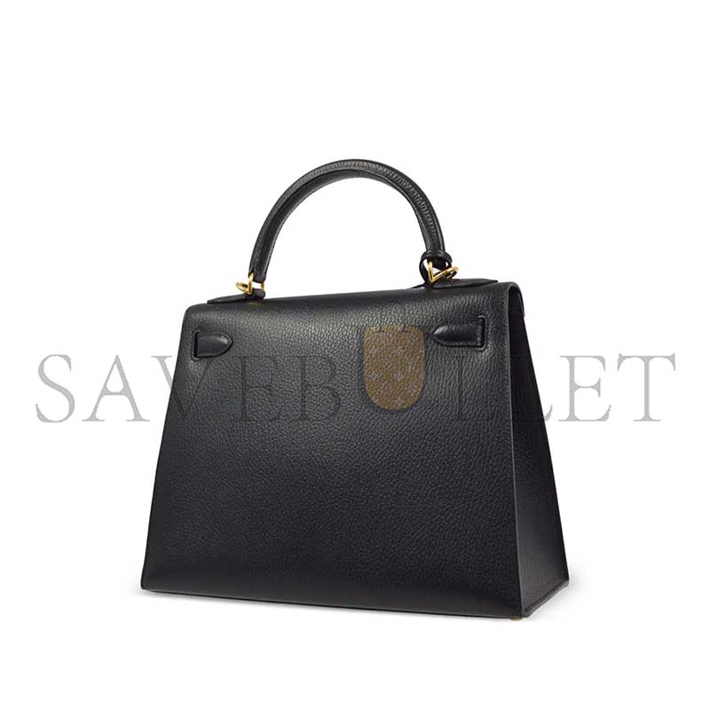 HERMÈS MASTER KELLY 25 CHEVRE NOIR GOLDEN HARDWARE (25*17*7cm) 